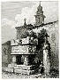 Arquà Petrarca, tomba del poeta, incisione del 1830 di Samuel Prout. Edita a Londra. (Giancarlo Cantarella)